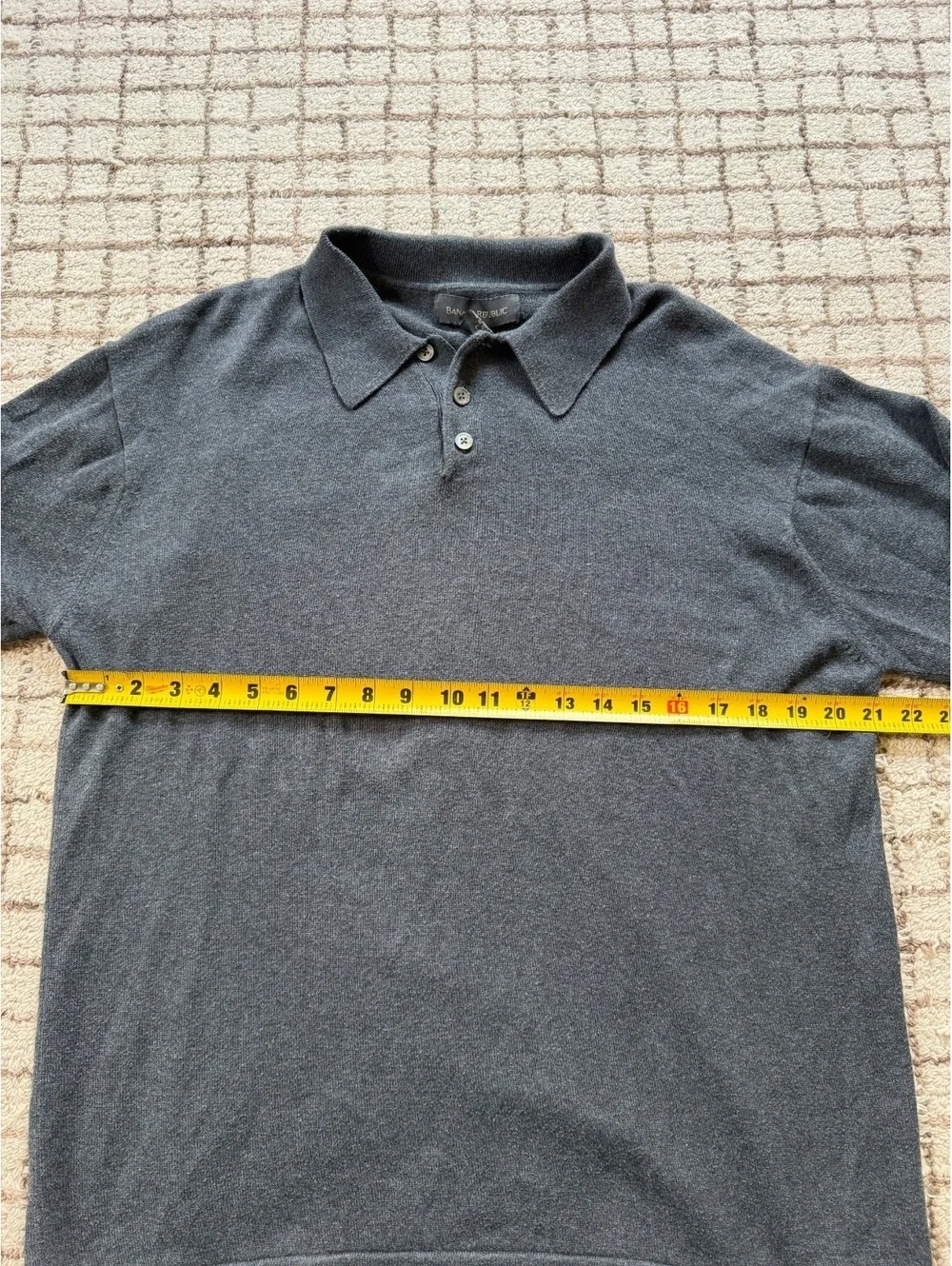 Mens Banana Republic cotton gray long sleeve polo preppy minimalist quiet luxury